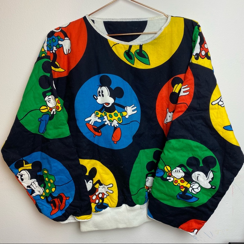 RARE 1980 Vintage Disney Mickey & Minnie Mouse Reversible Quilted Sweatshirt